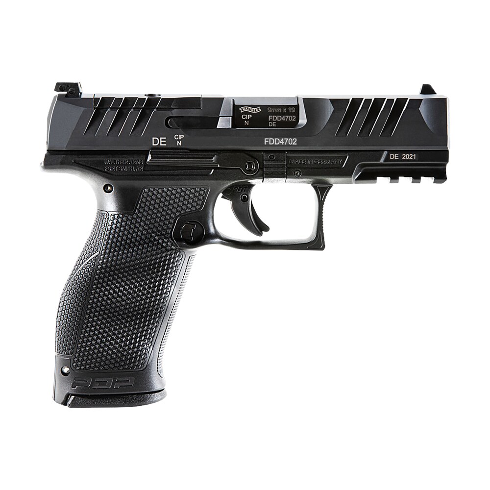 walther arms 2851237 pdp optic ready 9mm luger 4" barrel 18+1, polymer frame with picatinny acc. rail, optic cut super terrain serrated steel slide, performance duty trigger, manual safety Walther Arms 2851237 PDP Optic Ready 9mm Luger 4" Barrel 18+1, Polymer Frame Sports South item 133691