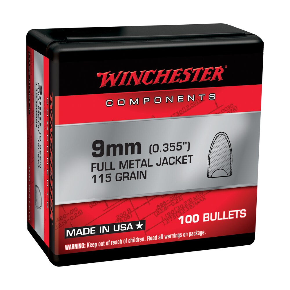 winchester ammo wb9mc115x centerfire handgun reloading 9mm 115gr full metal jacket flat base 100 per box/10 case Winchester Ammo WB9MC115X Centerfire Handgun Reloading 9mm 115gr Full Metal Jacket Flat Base Sports South item 133820