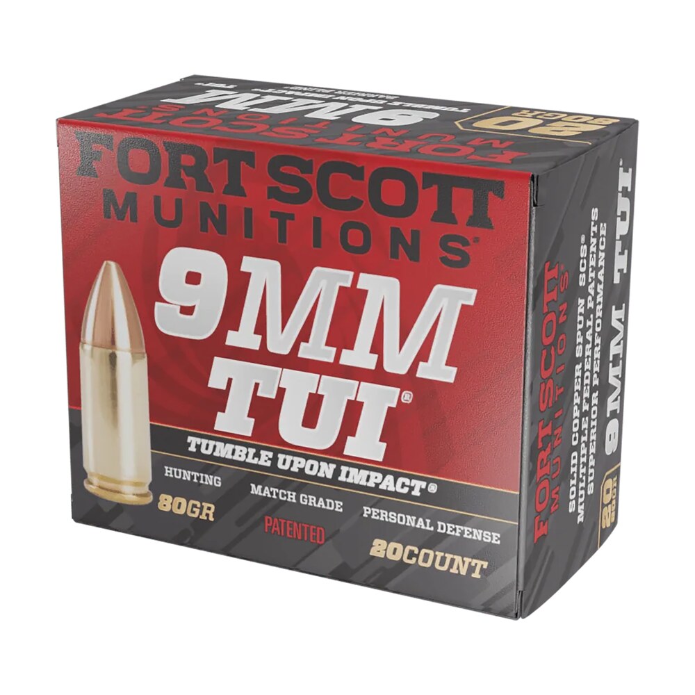 fort scott munitions 9mm080scv tumble upon impact (tui) 9mmluger 80gr solid copper spun 20 per box/25 case Fort Scott Munitions 9MM080SCV Tumble Upon Impact (TUI) 9mmLuger 80gr Solid Copper Spun 20 Per Sports South item 133832