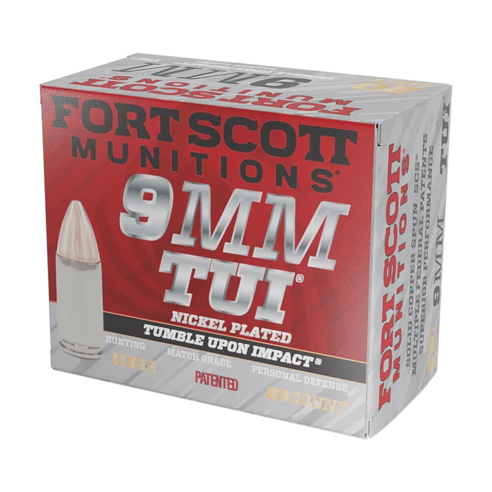 fort scott munitions 9mm115scvnic tumble upon impact (tui) 9mmluger 115gr solid copper spun 20 per box/25 case Fort Scott Munitions 9MM115SCVNIC Tumble Upon Impact (TUI) 9mmLuger 115gr Solid Copper Spun 20 Sports South item 133837