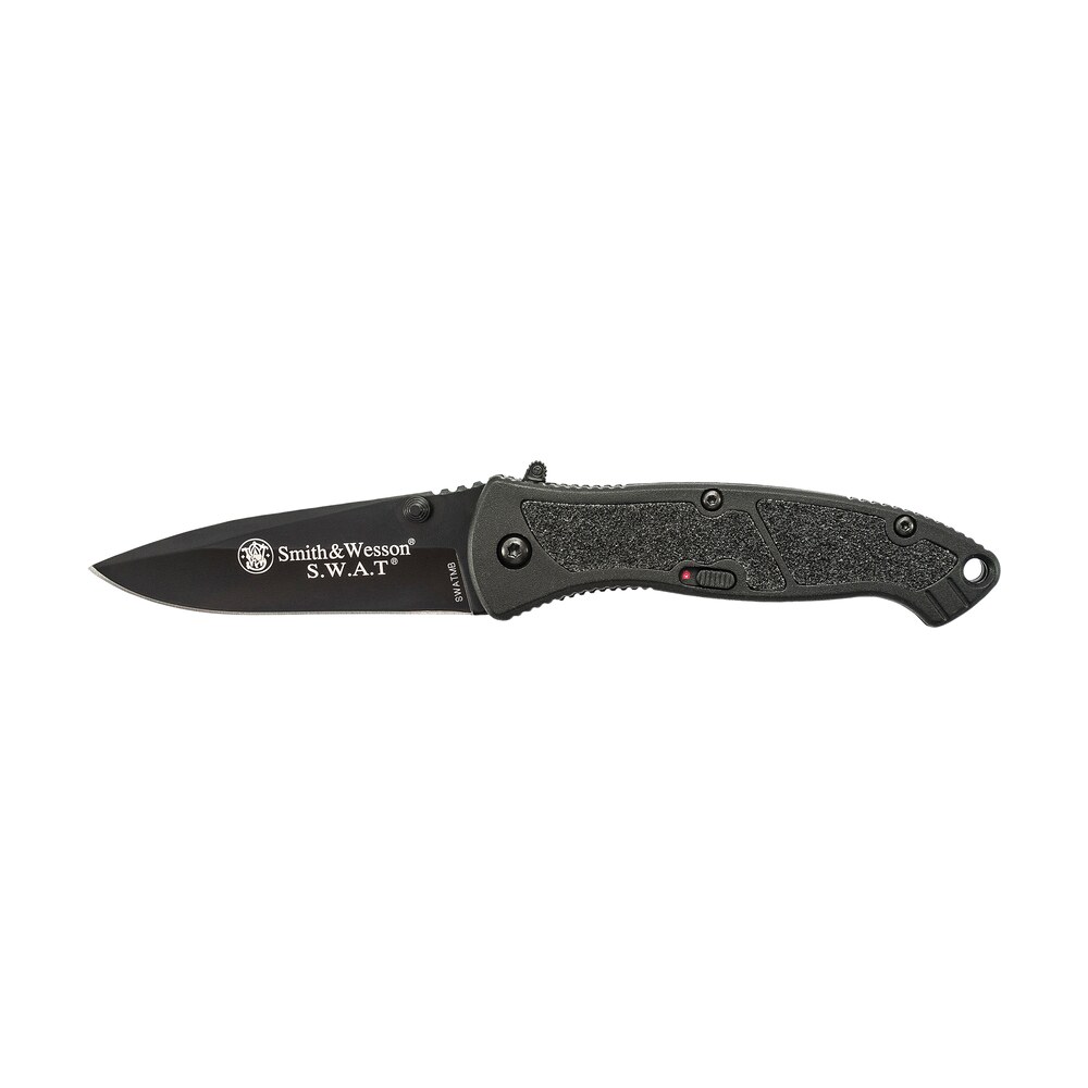 smith & wesson knives swatmbcp s.w.a.t. 3.20" folding plain black 4034 ss blade black aluminum handle includes pocket clip Smith & Wesson Knives SWATMBCP S.W.A.T. 3.20" Folding Plain Black 4034 SS Blade Black Sports South item 134026