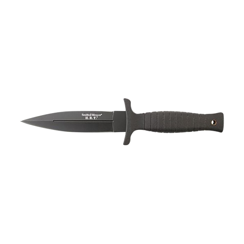 smith & wesson knives swhrt9bcp h.r.t. 4.75" fixed spear point plain 7cr17mov high carbon ss blade thermoplastic rubber handle 9" oal Smith & Wesson Knives SWHRT9BCP H.R.T. 4.75" Fixed Spear Point Plain 7Cr17MoV High Carbon Sports South item 134031