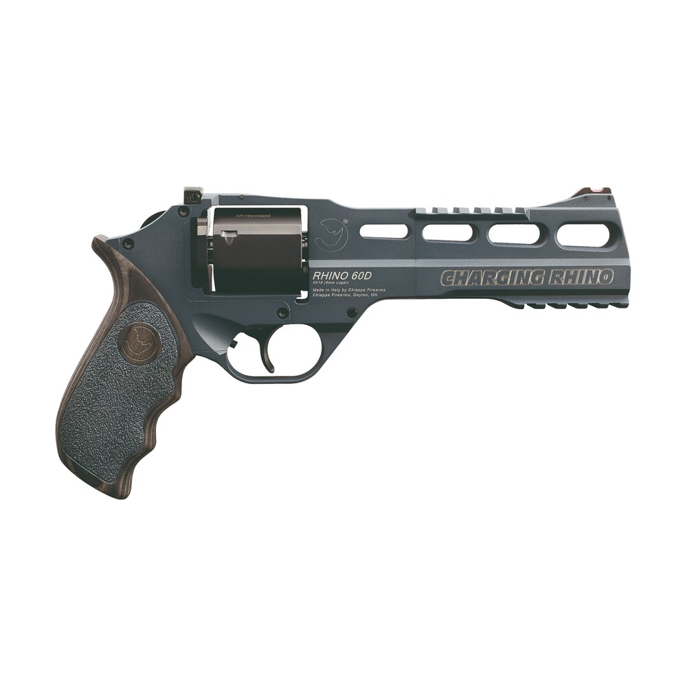 chiappa firearms 340314 rhino 60ds gen ii 9mm luger 6 shot 6" slate cerakote steel black barrel & cylinder, slate cerakote aluminum frame, black/gray finger grooved laminate grip, exposed hammer Chiappa Firearms 340314 Rhino 60DS Gen II 9mm Luger 6 Shot 6" Slate Cerakote Steel Black Barrel Sports South item 134047