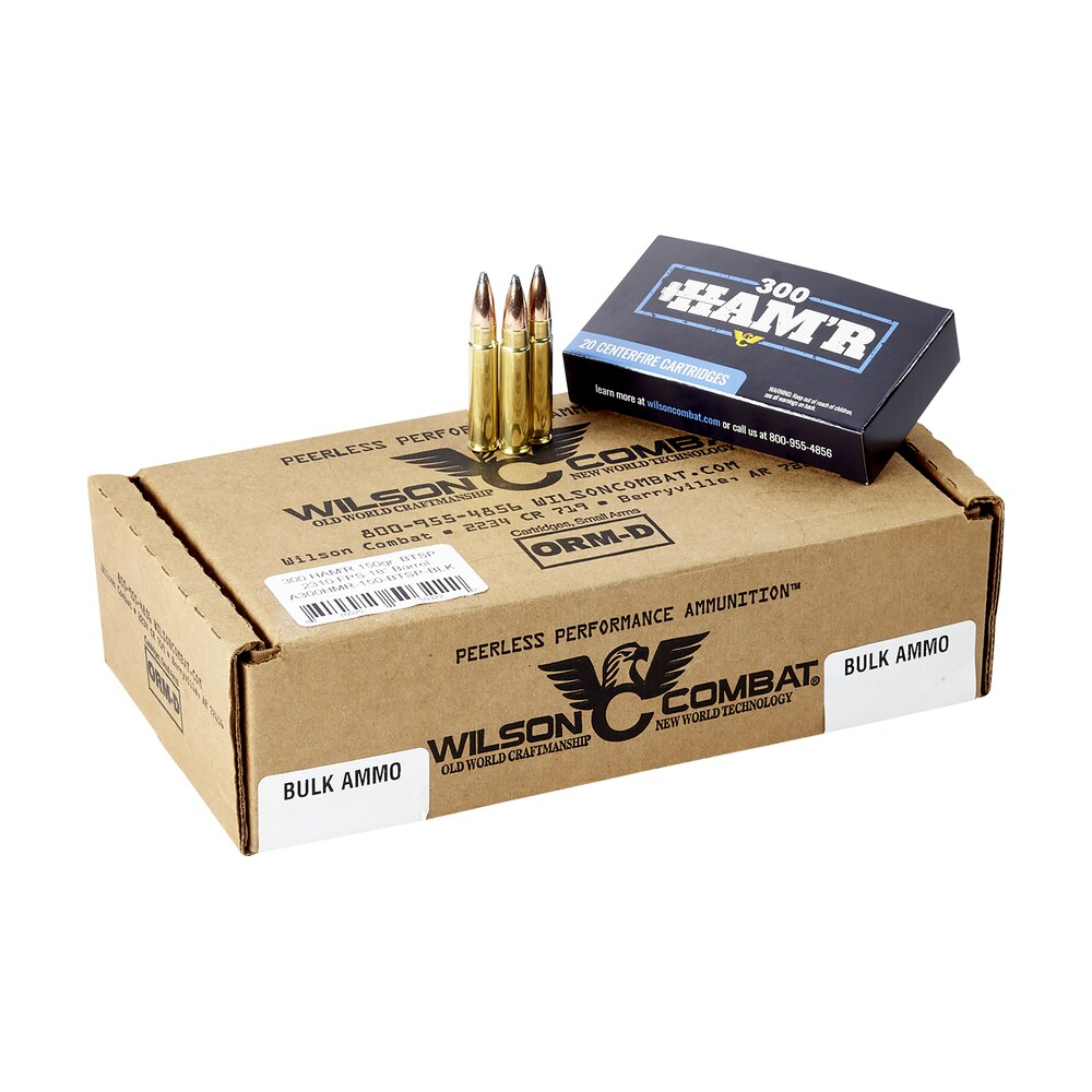 wilson combat a300hmr150btsp ham'r boat tail 300 ham'r 150 gr speer boat tail soft point 20 per box/ 10 case Wilson Combat A300HMR150BTSP HAM'R Boat Tail 300 HAM'R 150 gr Speer Boat Tail Soft Point 20 Per Sports South item 134073