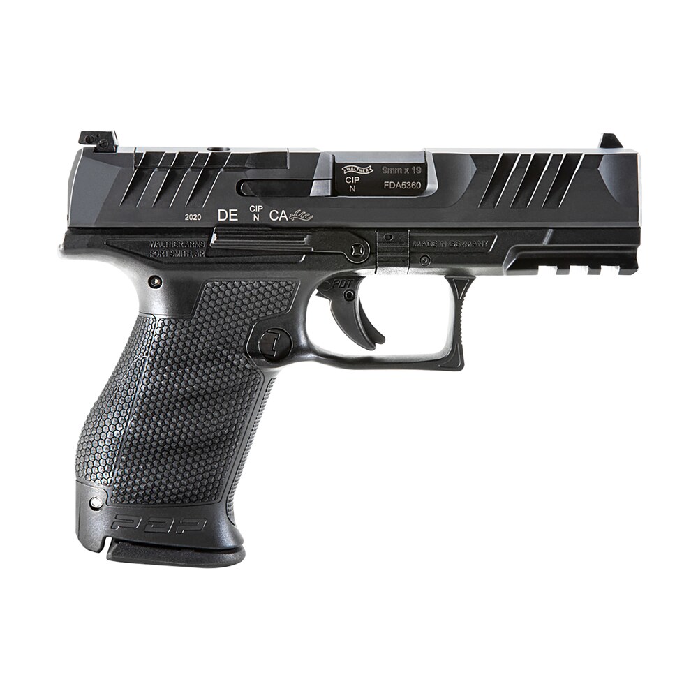 walther arms 2854686 pdp compact frame 9mm luger 10+1 4" black steel barrel, black optic ready/serrated steel slide, black polymer frame w/picatinny rail, textured polymer grip, ambidextrous Walther Arms 2854686 PDP Compact Frame 9mm Luger 10+1 4" Black Steel Sports South item 134426