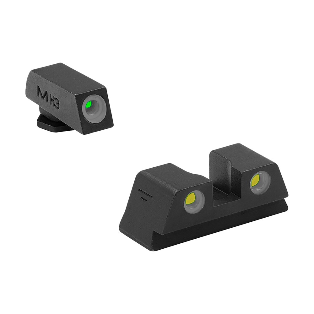meprolight usa 102203201 tru dot green tritium white outline front sight yellow tritium white outline rear sight glock 42/43/43x/48 Meprolight USA 102203201 Tru-Dot Green Tritium White Outline Front Sight-Yellow Tritium White Sports South item 134475
