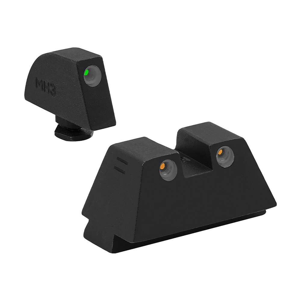 meprolight usa 102243391 tru dot green tritium white outline front sight orange tritium white outline rear sight glock 17/17l/19/22/23 Meprolight USA 102243391 Tru-Dot Green Tritium White Outline Front Sight-Orange Tritium White Sports South item 134484