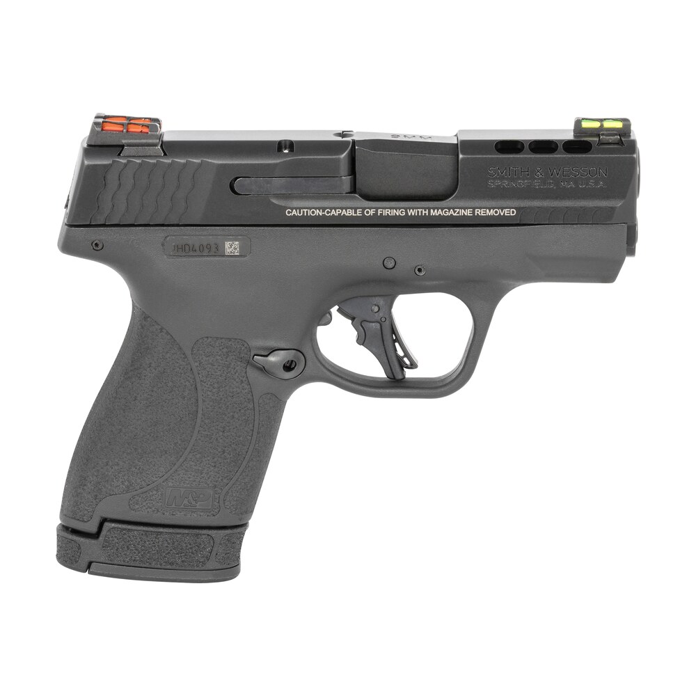 smith & wesson 13254 m&p performance center shield plus 9mm luger 3.10" ported barrel 10+1 or 13+1, black polymer frame, ported armornite slide, fiber optics sights, manual safety Smith & Wesson 13254 M&P Performance Center Shield Plus 9mm Luger 3.10" Ported Barrel Sports South item 134514