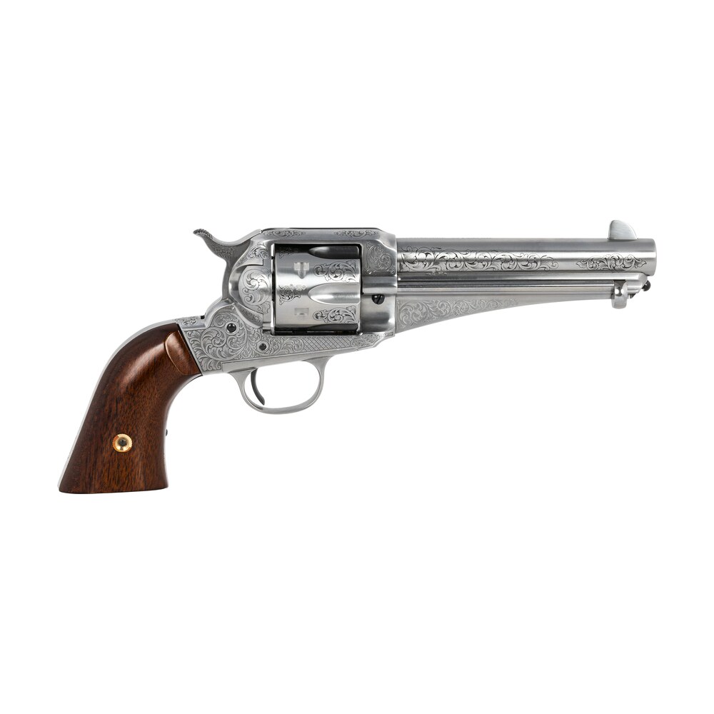 taylors & company 550408 1875 army outlaw 45 colt (lc) caliber with 5.50" barrel, 6rd capacity cylinder, overall white engraved finish steel & walnut grip Taylors & Company 550408 1875 Army Outlaw 45 Colt (LC) Caliber Sports South item 134576