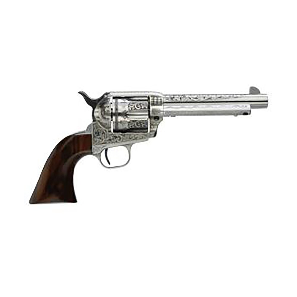 taylors & company 555160 1873 cattleman uberti 45 colt (long colt) 6 shot 4.75" white engraved round barrel, cylinder & steel frame, black polymer navy grip, exposed hammer Taylors & Company 555160 1873 Cattleman Uberti 45 Colt (Long Colt) 6 Shot 4.75" White Sports South item 134580