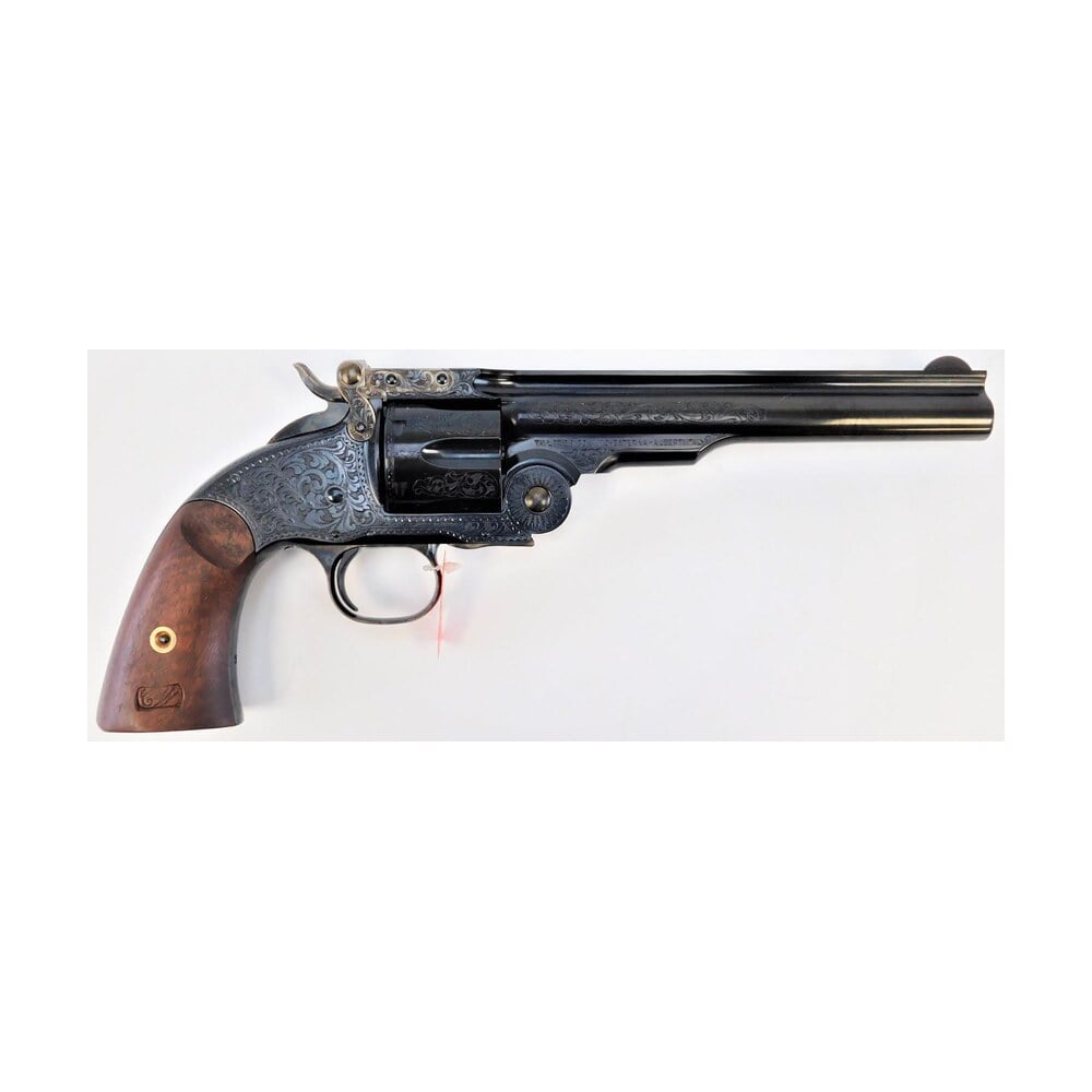 taylors & company 550643 top break schofield 45 colt (lc) caliber with 7" barrel, 6rd capacity cylinder, overall blued engraved finish steel & walnut grip Taylors & Company 550643 Top Break Schofield 45 Colt (LC) Caliber Sports South item 134589