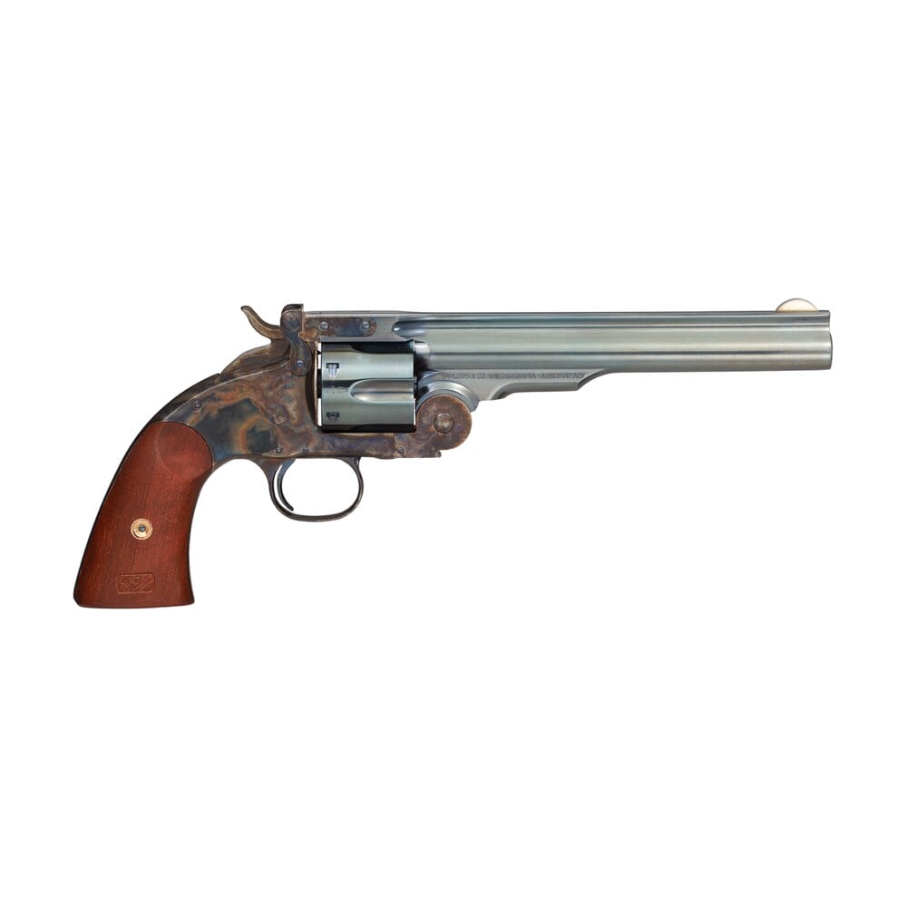 taylors & company 550651 schofield top break 44 40 win caliber with 7" charcoal blued finish barrel, 6rd capacity charcoal blued finish cylinder, color case hardened finish steel frame & walnut grip Taylors & Company 550651 Schofield Top Break 44-40 Win Caliber Sports South item 134594