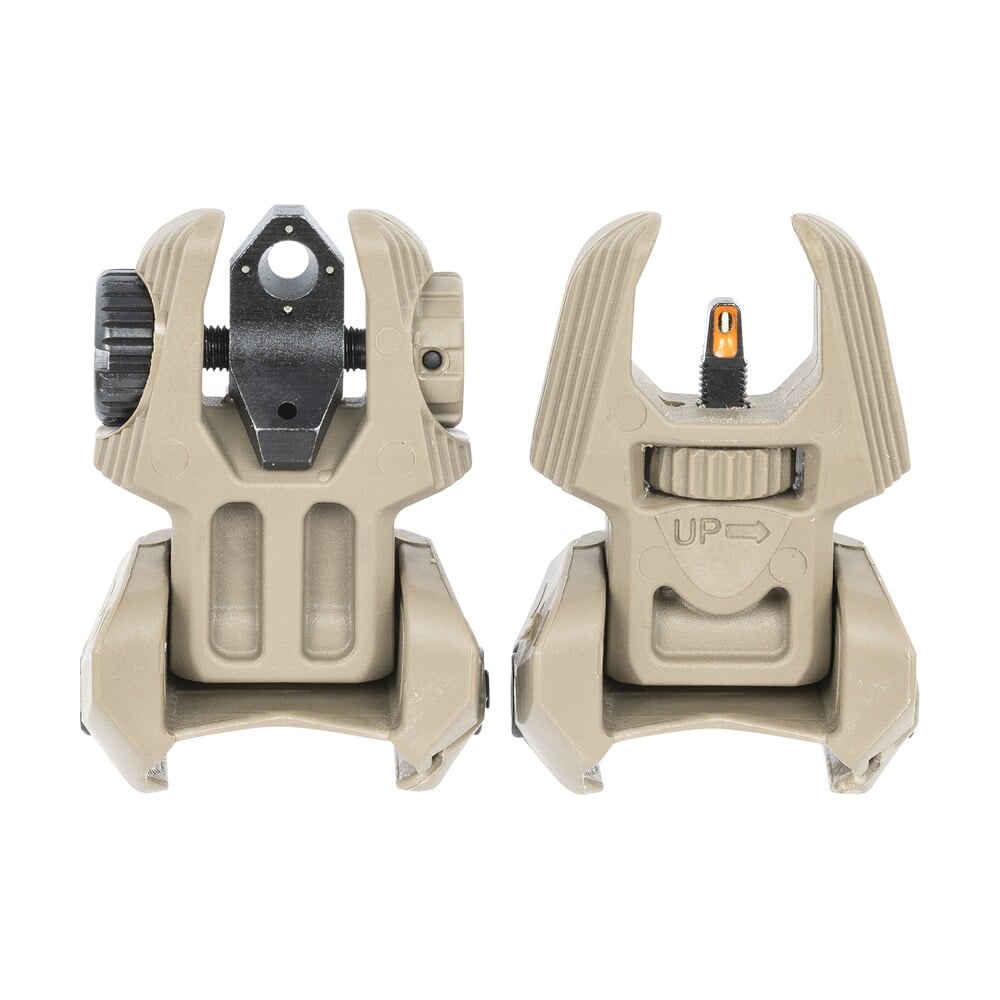 meprolight usa 403440 frbs sight set desert tan ar 15 flip up orange tritium front/green tritium rear Meprolight USA 403440 FRBS Sight Set Desert Tan AR-15 Flip Up Orange Tritium Front/Green Sports South item 134604