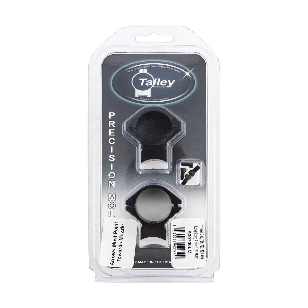 talley 930700lm scope mount/ring combo black anodized aluminum 1" tube remington 700/721/722/725/40x low rings long action 20 moa Talley 930700LM Scope Mount/Ring Combo Black Anodized Aluminum 1" Tube Remington Sports South item 134865