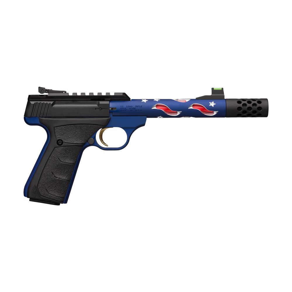 browning 051572490 buck mark plus sr 22 lr 5.87" vision mb 10+1 blue anodized matte black aluminum slide black ultragrip fx grip (americana themed) Browning 051572490 Buck Mark Plus SR 22 LR 5.87" Vision MB 10+1 Blue Anodized Matte Black Sports South item 135147
