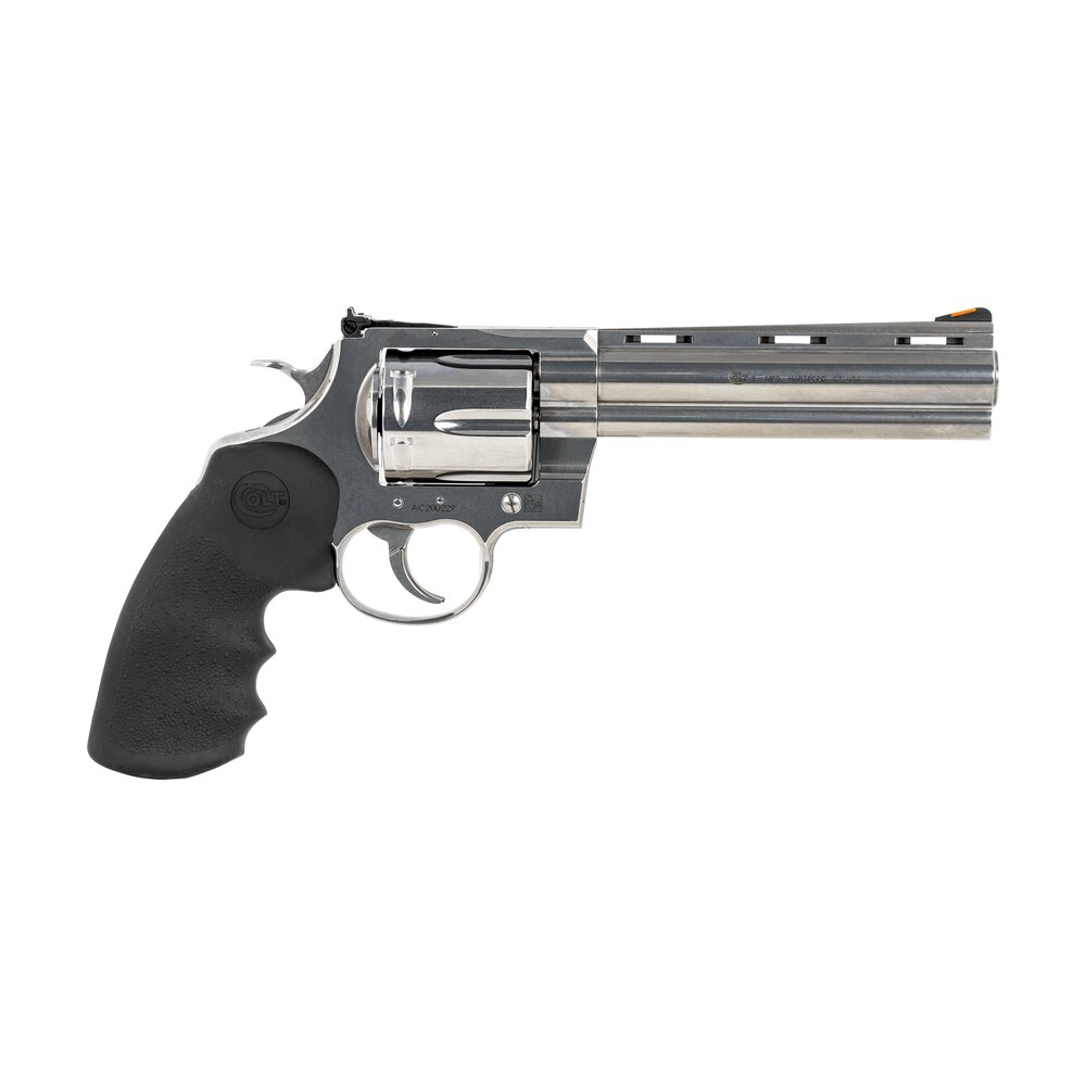 colt mfg anacondasp6rts anaconda 44 mag 6 shot 6" stainless recessed target/vent rib barrel, cylinder & frame, black hogue rubber w/finger grooves grip Colt Mfg ANACONDASP6RTS Anaconda 44 Mag 6 Shot 6" Stainless Recessed Target/Vent Rib Sports South item 135490