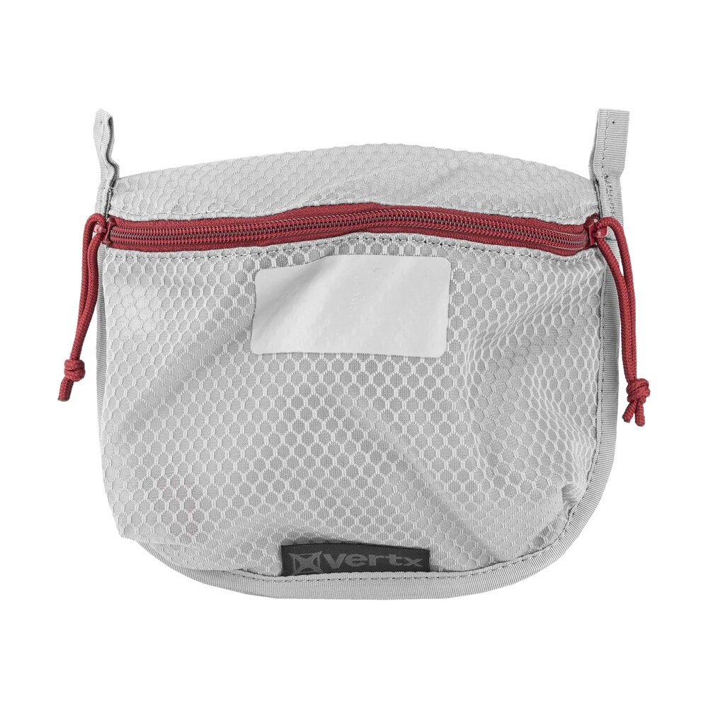 vertx vtx5200agyna overflow pouch medium size made of white nylon with mesh & red accents, ykk zipper & durable hook back panel 5" w x 7.25" h dimensions Vertx VTX5200AGYNA Overflow Pouch Medium Size made of White Nylon Sports South item 135533