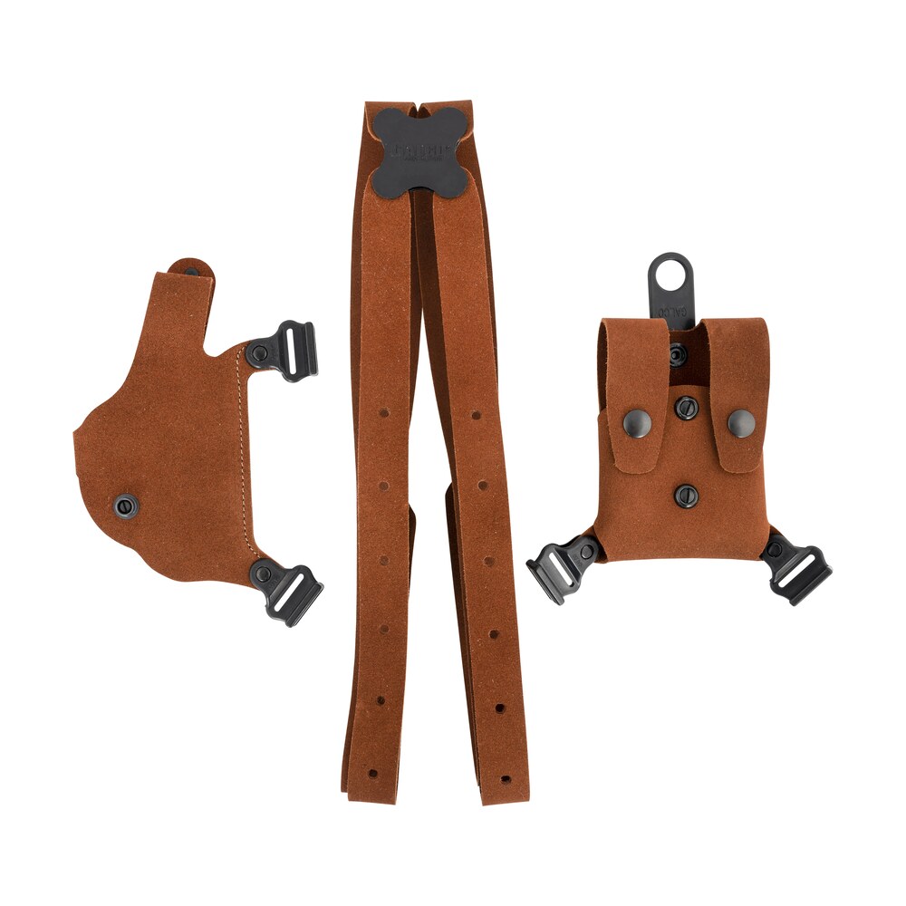 galco cl2224 classic lite 2.0 shoulder system fits chest up to 56", natural leather, compatible w/glock 17/19/glock 22 gen2 5, right hand *worn, missing mag carrier Galco CL2224 Classic Lite 2.0 Shoulder System Sports South item 135687