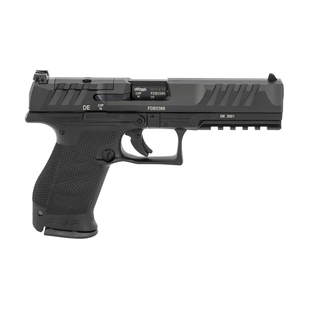 walther arms 2858169 pdp compact frame 9mm luger 10+1 5" black steel barrel, black optic ready/serrated steel slide, black polymer frame w/picatinny rail, textured polymer grip, ambidextrous Walther Arms 2858169 PDP Compact Frame 9mm Luger 10+1 5" Black Steel Sports South item 135716