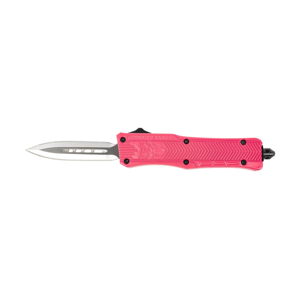 cobratec knives spkctk1sdagns ctk 1 small 2.75" otf dagger plain d2 steel blade, pink aluminum handle features glass breaker CobraTec Knives SPKCTK1SDAGNS CTK-1 Small 2.75" OTF Dagger Plain D2 Steel Blade, Pink Aluminum Sports South item 135857