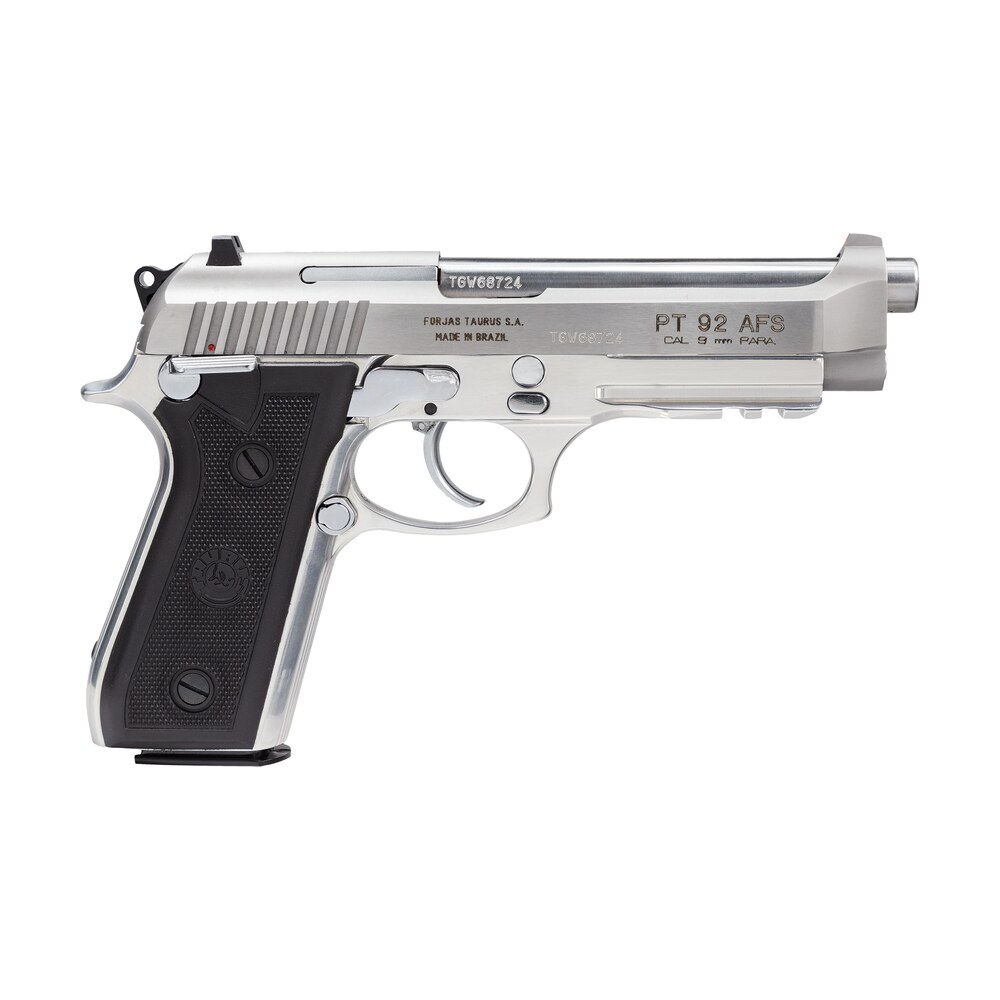 taurus 1 920159 17 92 serrated frame 9mm luger 17+1 5″ matte stainless steel barrel, matte stainless steel serrated slide, stainless aluminum frame w/picatinny rail, black polymer grip, right hand Taurus 1-920159-17 92 Serrated Frame 9mm Luger 17+1 5" Matte Stainless Steel Sports South item 13586