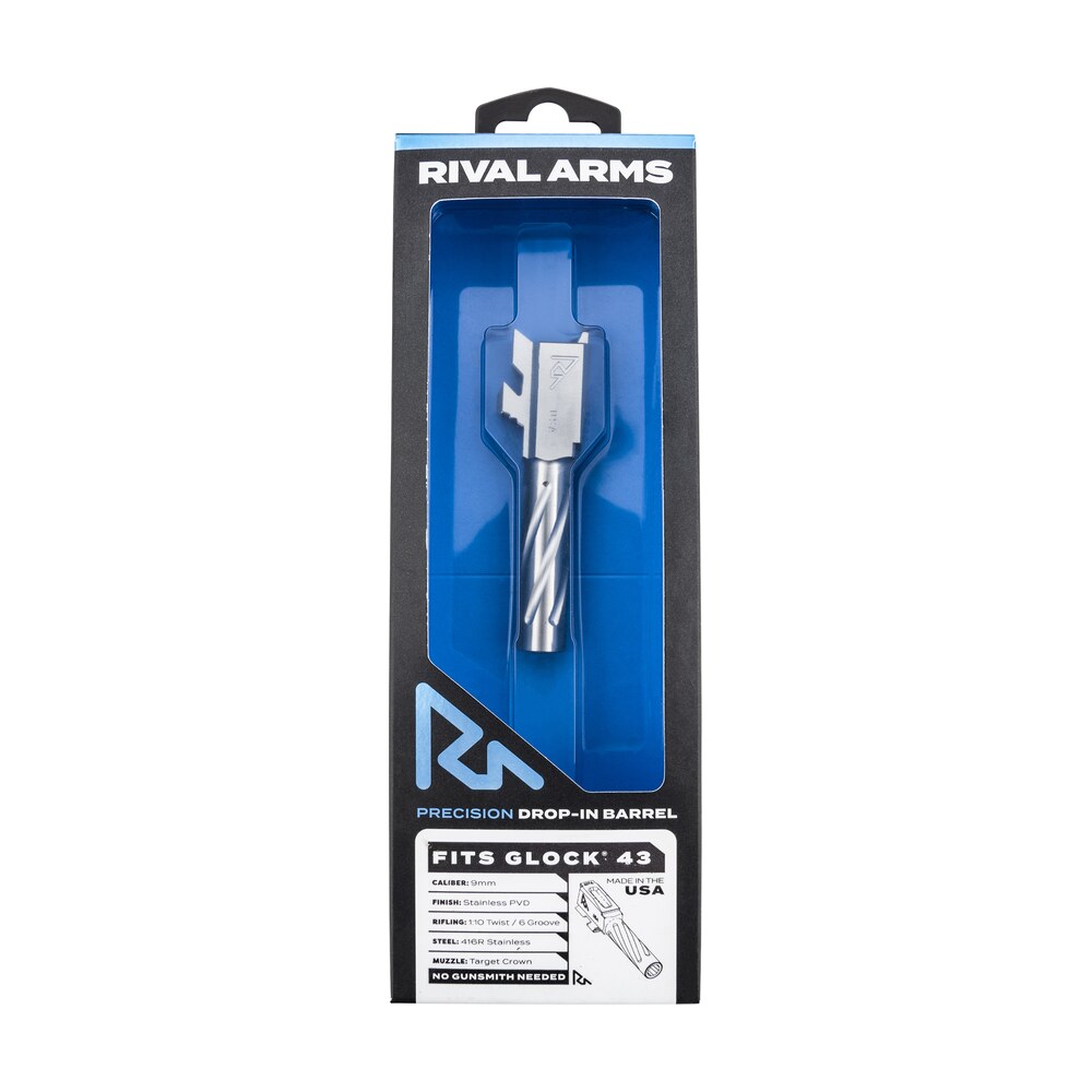 rival arms rara20g301d precision v1 match grade 9mm luger 3.41" fluted stainless steel, fits glock 43/43x Rival Arms RARA20G301D Precision V1 Match Grade 9mm Luger 3.41" Fluted Stainless Steel, Sports South item 136159