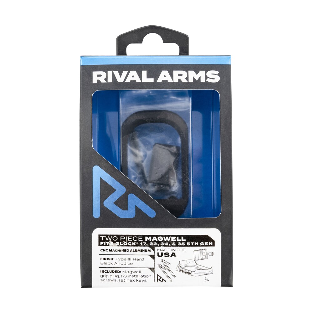 rival arms rara70g121a two piece magwell compatible w/gen5 glock 17/22/34/35, black anodized aluminum Rival Arms RARA70G121A Two Piece Magwell Compatible Sports South item 136218