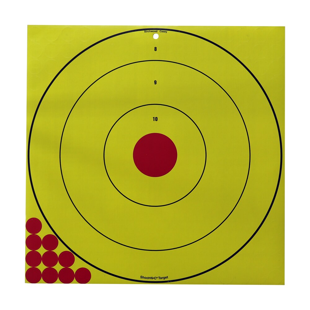 birchwood casey lrbet5pk shoot n c reactive target self adhesive paper red/yellow 17.75" bullseye 5 pack Birchwood Casey LRBET5PK Shoot-N-C Reactive Target Self-Adhesive Paper Red/Yellow 17.75" Sports South item 136489