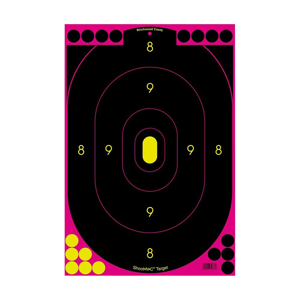 birchwood casey 34635 shoot n c reactive target self adhesive paper black/pink 12"x18" oval silhouette 5 pack Birchwood Casey 34635 Shoot-N-C Reactive Target Self-Adhesive Paper Black/Pink 12"x18" Oval Sports South item 136555