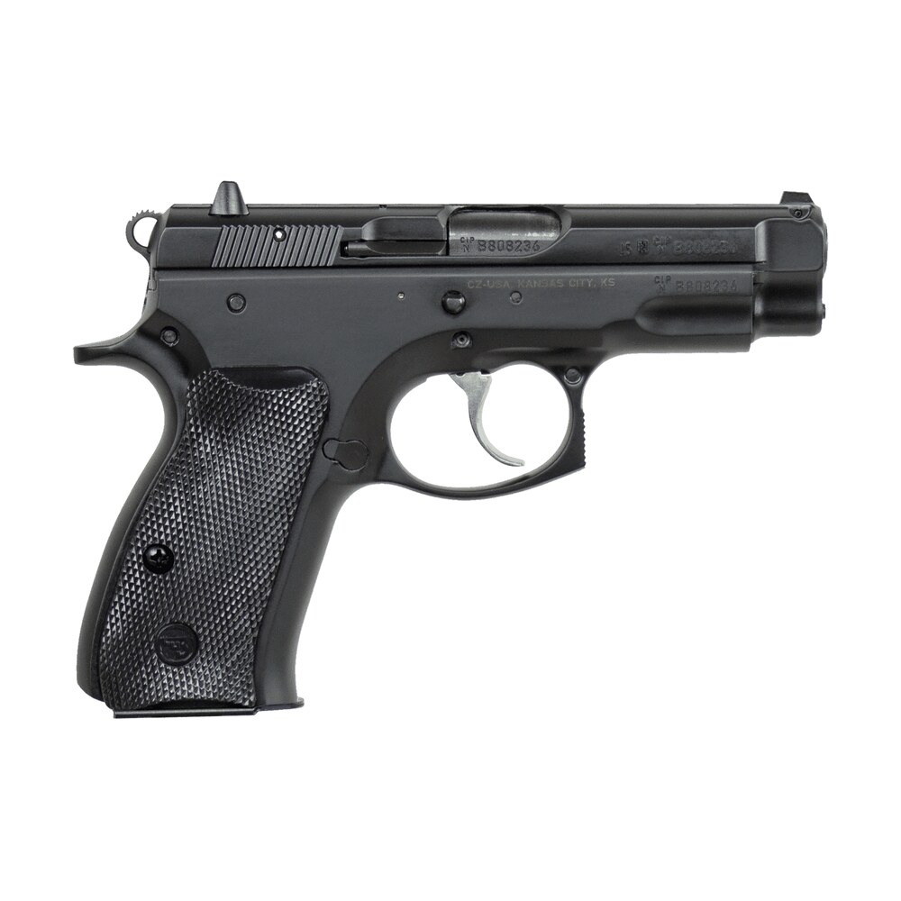 cz usa 91190 75 compact 9mm luger 15+1 3.75″ black steel barrel & serrated slide, black polycoat steel frame w/beavertail, black plastic grip, right hand CZ-USA 91190 75 Compact 9mm Luger 15+1 3.75" Black Steel Barrel & Serrated Slide, Black Sports South item 13656