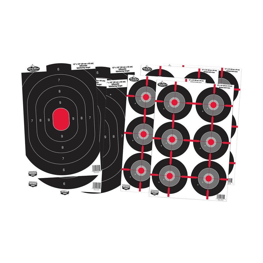birchwood casey 35725 dirty bird combo pack silhouette/bullseye paper target 12" x 18" 8 per pkg Birchwood Casey 35725 Dirty Bird Combo Pack Silhouette/Bullseye Paper Target 12" x 18" 8 Per Sports South item 136561