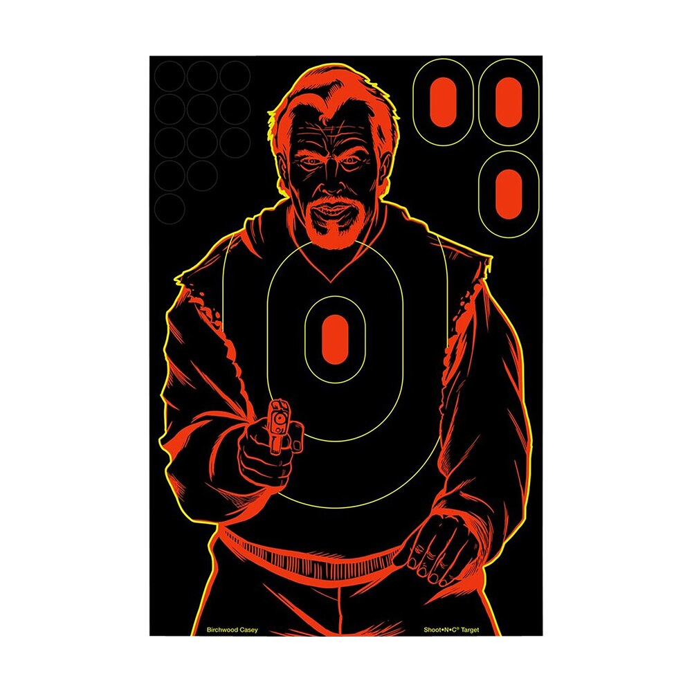 birchwood casey 34643 shoot n c reactive target self adhesive paper black/red 12"x18" bad guy silhouette 100 pack Birchwood Casey 34643 Shoot-N-C Reactive Target Self-Adhesive Paper Black/Red 12"x18" Bad Guy Sports South item 136594