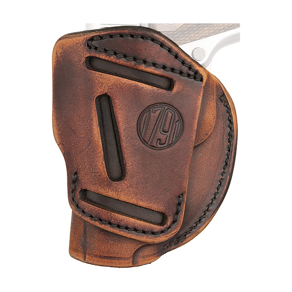 1791 gunleather 4wh1vtgr 4 way iwb/owb size 01 vintage leather belt clip fits 1911 3 4" right hand 1791 Gunleather 4WH1VTGR 4-Way IWB/OWB Size 01 Vintage Leather Belt Clip Sports South item 136650