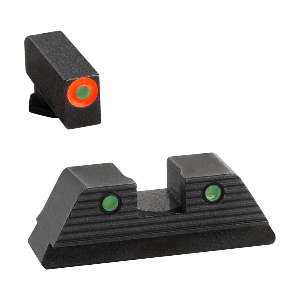 ameriglo gl816 trooper sight set for glock green tritium orange outline front sight green tritium black outline rear sight AmeriGlo GL816 Trooper Sight Set for Glock Green Tritium Orange Outline Front Sight-Green Sports South item 136692