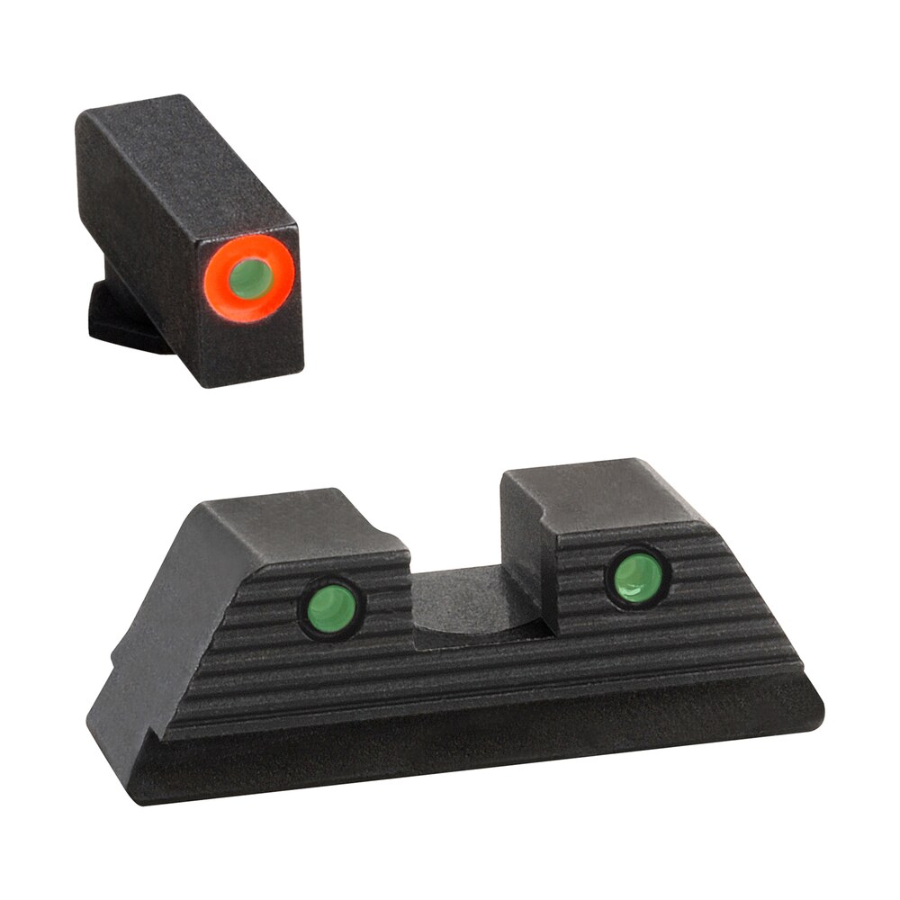 ameriglo gl818 trooper sight set for glock green tritium orange outline front sight green tritium black outline rear sight AmeriGlo GL818 Trooper Sight Set for Glock Green Tritium Orange Outline Front Sight-Green Sports South item 136694