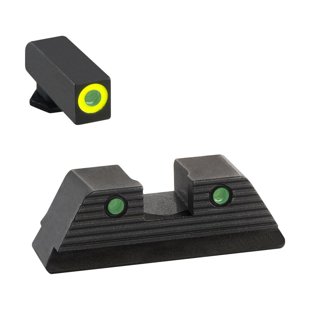 ameriglo gl819 trooper sight set for glock green tritium lumigreen outline front sight green tritium black outline rear sight AmeriGlo GL819 Trooper Sight Set for Glock Green Tritium LumiGreen Outline Front Sight-Green Sports South item 136695