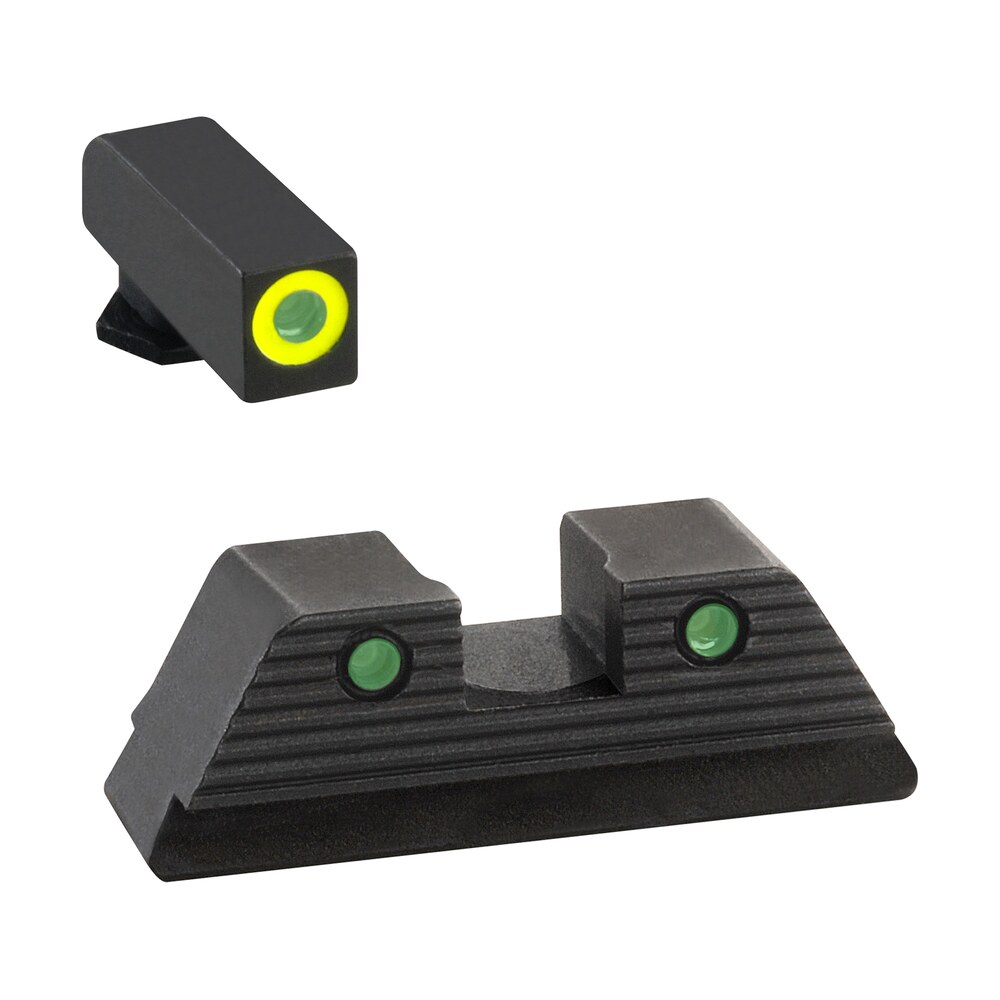 ameriglo gl821 trooper sight set for glock green tritium lumigreen outline front sight green tritium black outline rear sight AmeriGlo GL821 Trooper Sight Set for Glock Green Tritium LumiGreen Outline Front Sight-Green Sports South item 136697