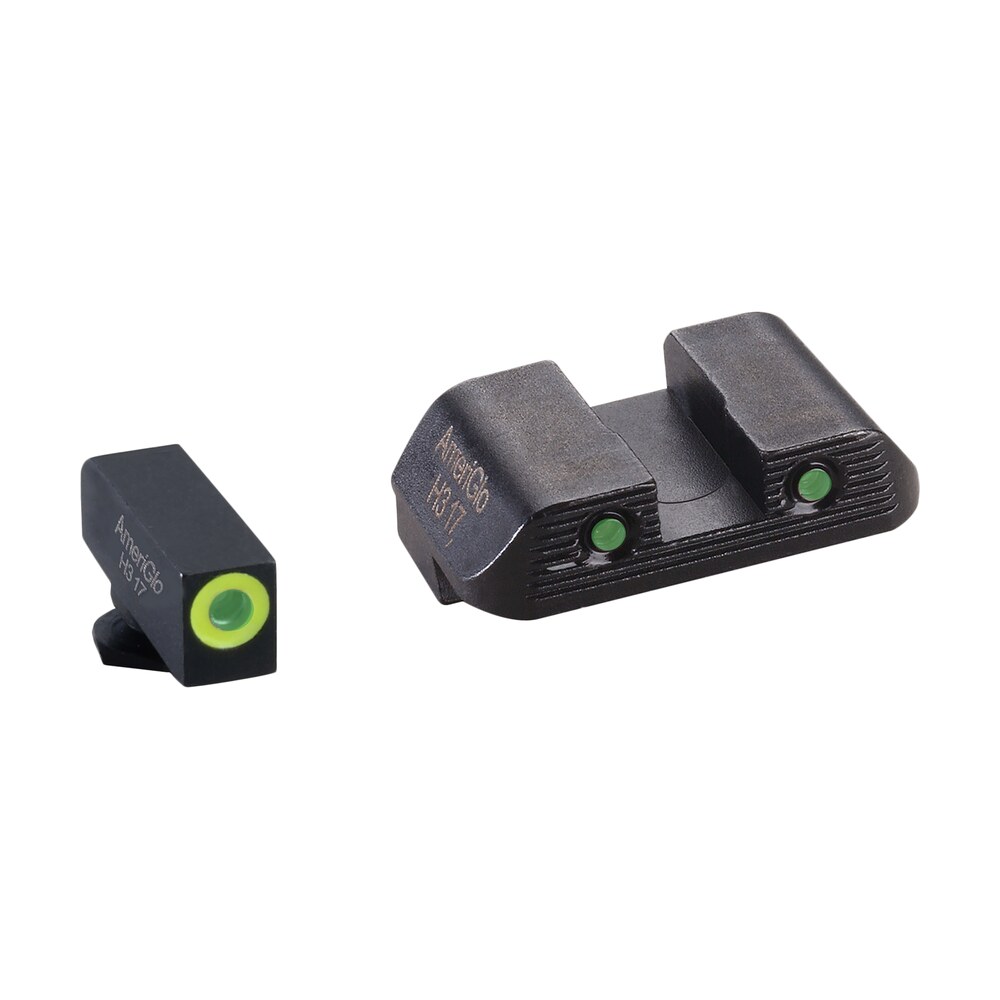 ameriglo gl822 trooper sight set for glock green tritium lumigreen outline front sight green tritium black outline rear sight AmeriGlo GL822 Trooper Sight Set for Glock Green Tritium LumiGreen Outline Front Sight-Green Sports South item 136698