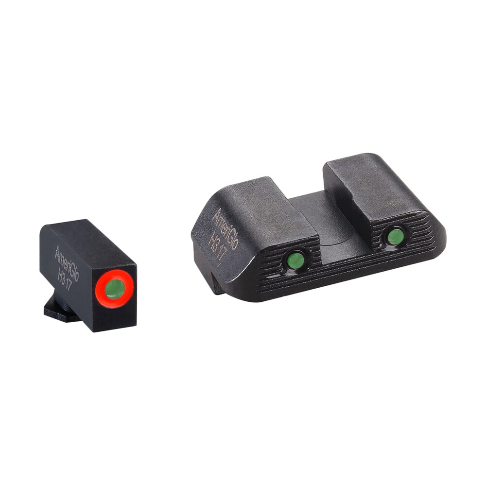 ameriglo gl823 trooper sight set for glock green tritium orange outline front sight green tritium black outline rear sight AmeriGlo GL823 Trooper Sight Set for Glock Green Tritium Orange Outline Front Sight-Green Sports South item 136699