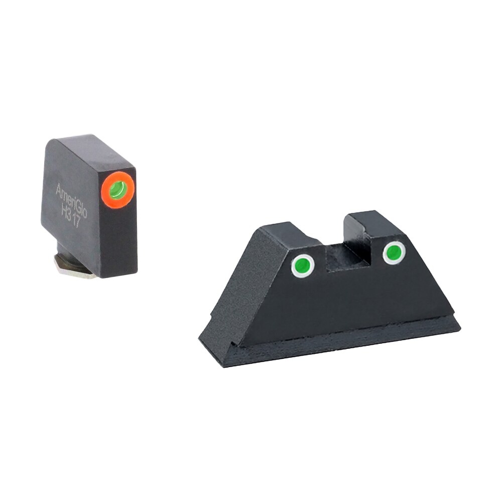ameriglo gl331 optic compatible sight set for glock xl tall green tritium orange outline front sight green tritium white outline rear sight AmeriGlo GL331 Optic Compatible Sight Set for Glock XL Tall Green Tritium Orange Outline Front Sports South item 136707