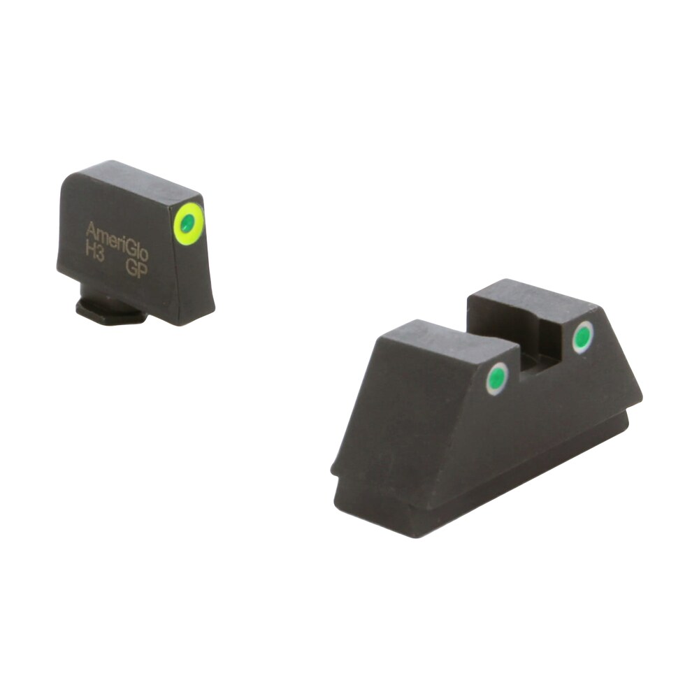 ameriglo gl333 optic compatible sight set for glock xl tall green tritium lumigreen outline front sight green tritium white outline rear sight AmeriGlo GL333 Optic Compatible Sight Set for Glock XL Tall Green Tritium LumiGreen Outline Sports South item 136708