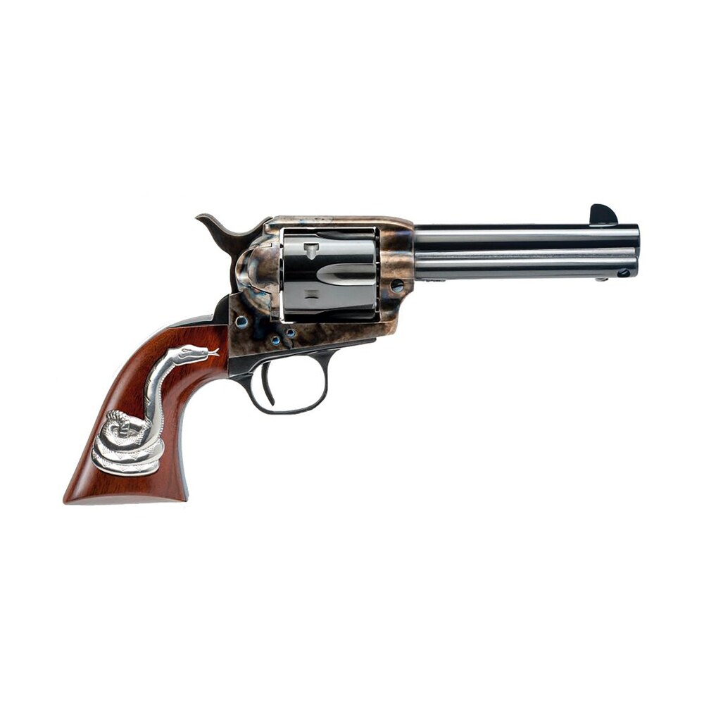 cimarron mp410ssi01 man with no name 45 colt (lc) 6rd 4.75" blued barrel & cylinder color case hardened steel frame with walnut grip with integrated snake Cimarron MP410SSI01 Man Sports South item 136756