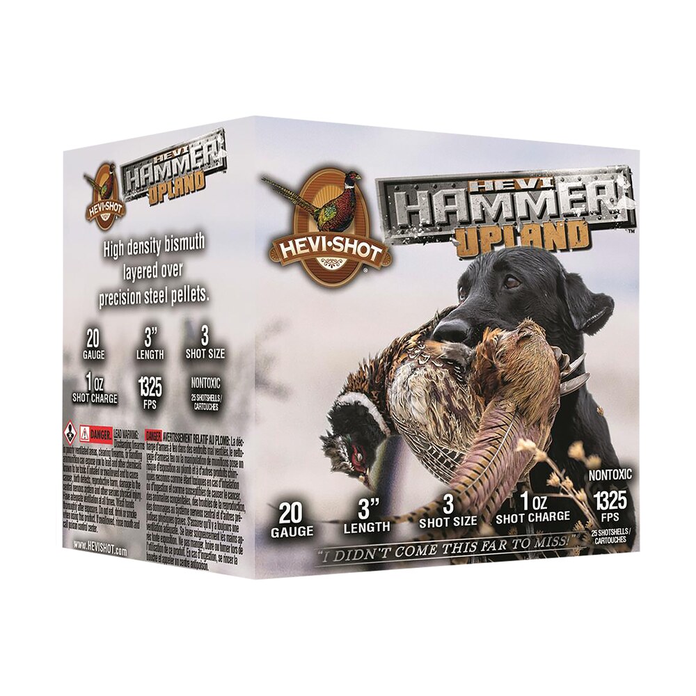 hevi shot hs29213 hevi hammer upland 20gauge 3" 1oz steel/bismuth 3shot 25 per box/10 case HEVI-Shot HS29213 HEVI-Hammer Upland 20Gauge 3" 1oz Steel/Bismuth 3Shot 25 Per Box/10 Case Sports South item 136789