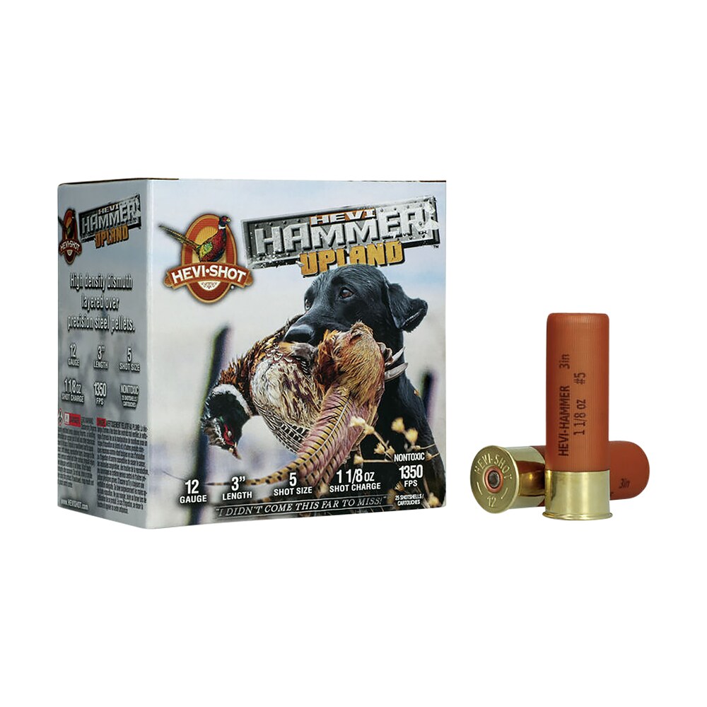 hevi shot hs29125 hevi hammer upland 12gauge 3" 1 1/8oz steel/bismuth 5shot 25 per box/10 case HEVI-Shot HS29125 HEVI-Hammer Upland 12Gauge 3" 1 1/8oz Steel/Bismuth 5Shot 25 Per Box/10 Case Sports South item 136790