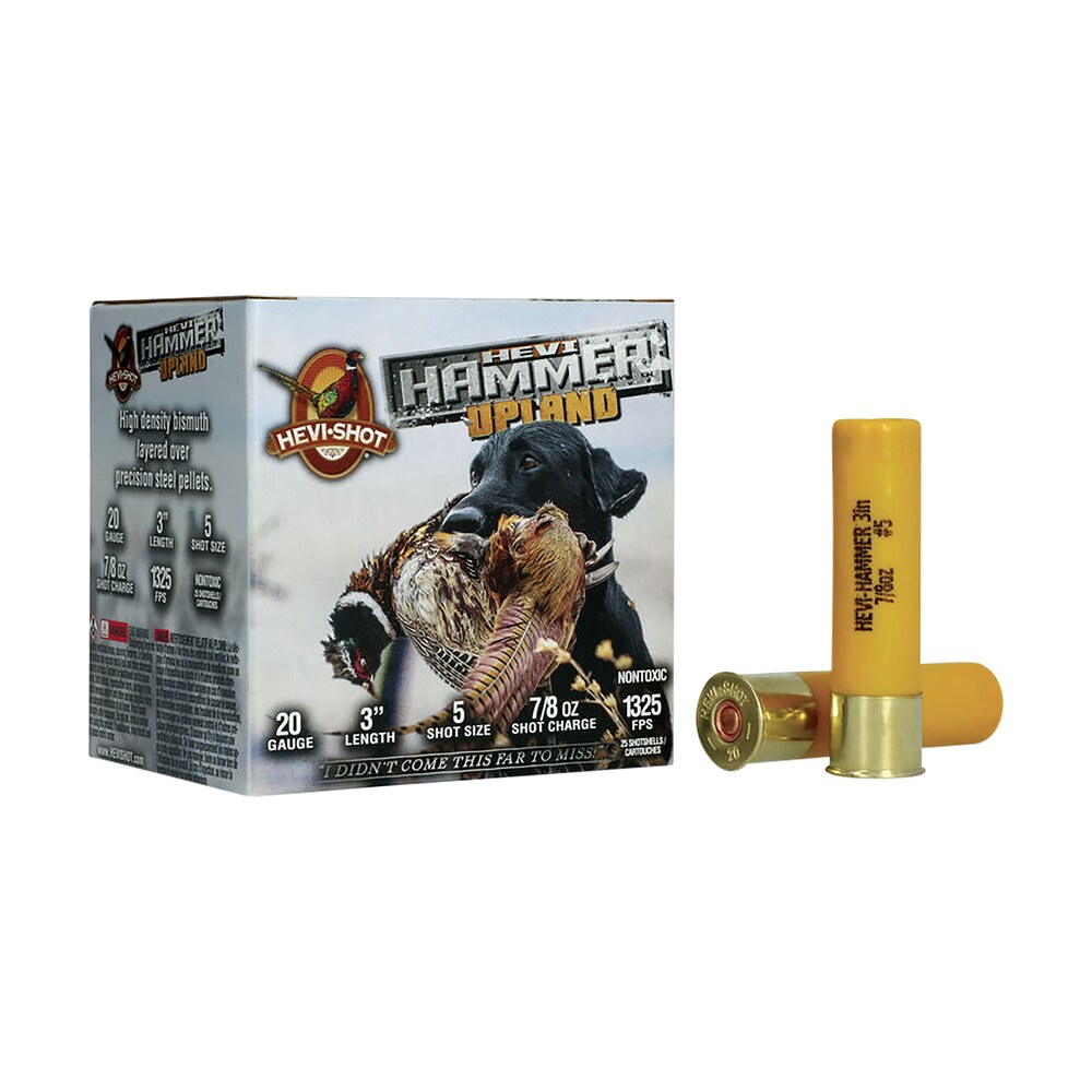 hevi shot hs29225 hevi hammer upland 20gauge 3" 7/8oz steel/bismuth 5shot 25 per box/10 case HEVI-Shot HS29225 HEVI-Hammer Upland 20Gauge 3" 7/8oz Steel/Bismuth 5Shot 25 Per Box/10 Case Sports South item 136791