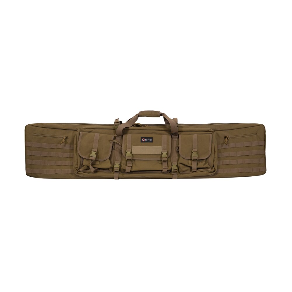 gps bags drc55fde double rifle case flat dark earth 600d polyester w/ 2 padded pistol sleeves molle webbing & lockable zippers GPS Bags DRC55FDE Double Rifle Case Flat Dark Earth 600D Polyester Sports South item 136860