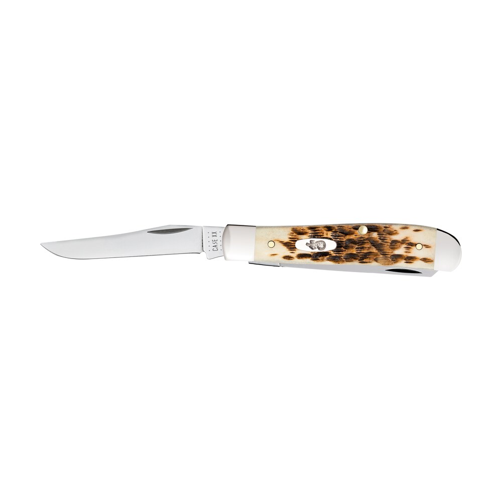 case 00013 trapper mini 2.70"/2.75" folding clip point/spey plain mirror polished tru sharp ss blade, peach seed jigged amber bone handle Case 00013 Trapper Mini 2.70"/2.75" Folding Clip Point/Spey Plain Mirror Polished Tru-Sharp SS Sports South item 137071