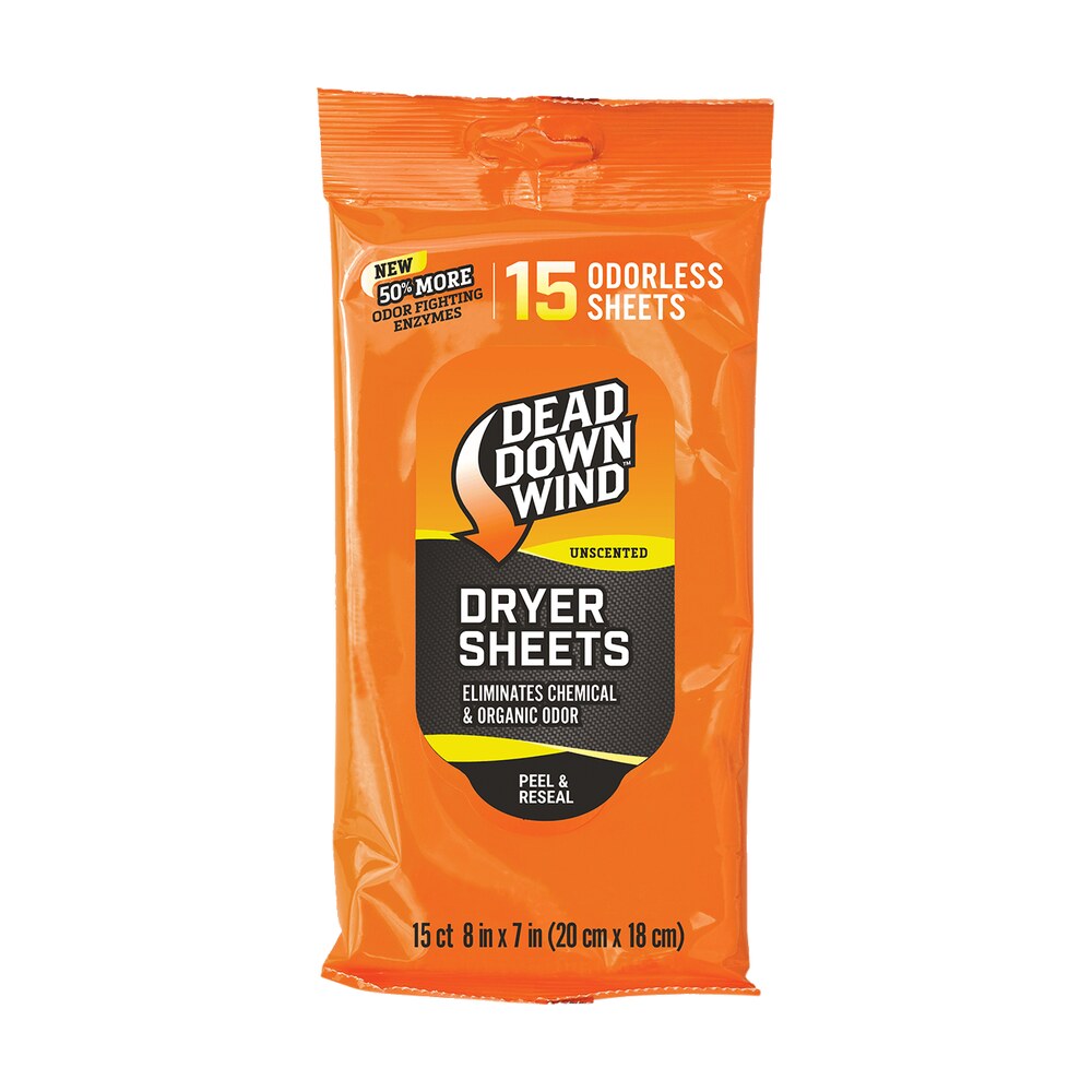 dead down wind 1113 dryer sheets odor eliminator odorless scent dryer sheet 15 per pkg Dead Down Wind 1113 Dryer Sheets Odor Eliminator Odorless Scent Dryer Sheet 15 Per Pkg Sports South item 137104
