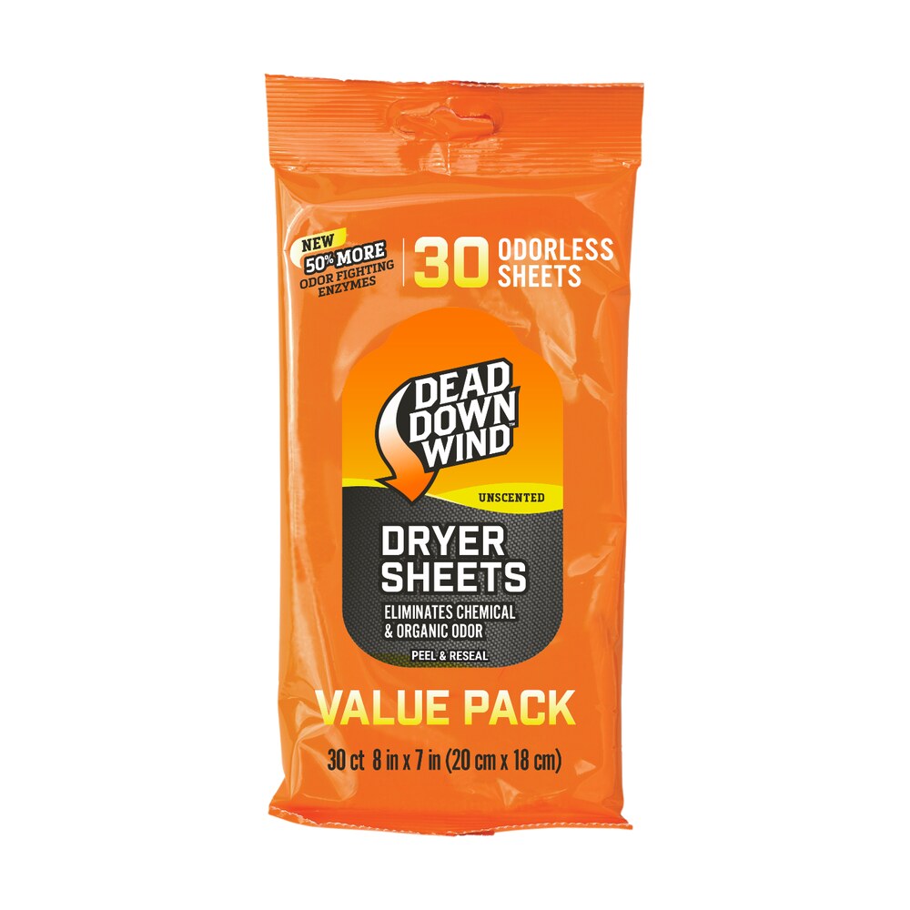 dead down wind 113019 dryer sheets odor eliminator odorless scent dryer sheet 30 per pkg Dead Down Wind 113019 Dryer Sheets Odor Eliminator Odorless Scent Dryer Sheet 30 Per Pkg Sports South item 137107