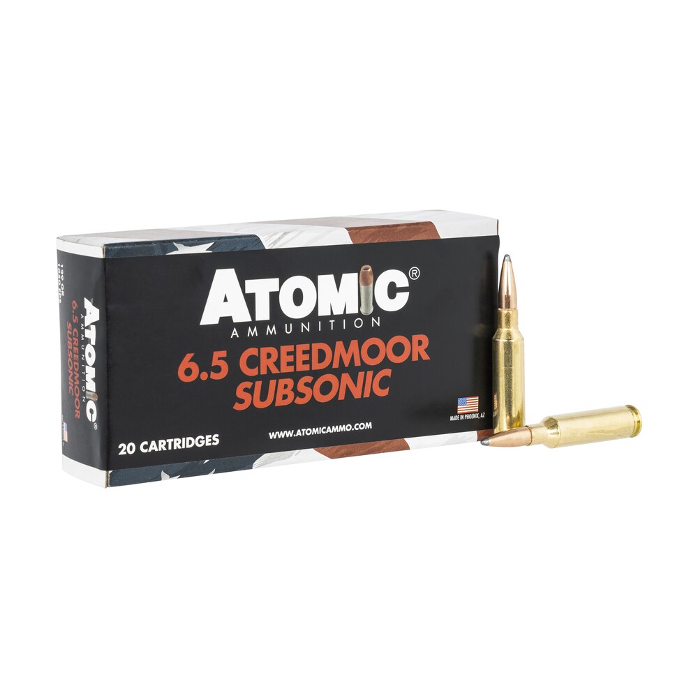 atomic ammunition 00482 rifle subsonic 6.5creedmoor 129gr jacket hollow point 20 per box/10 case Atomic Ammunition 00482 Rifle Subsonic 6.5Creedmoor 129gr Jacket Hollow Point 20 Per Box/10 Sports South item 137392